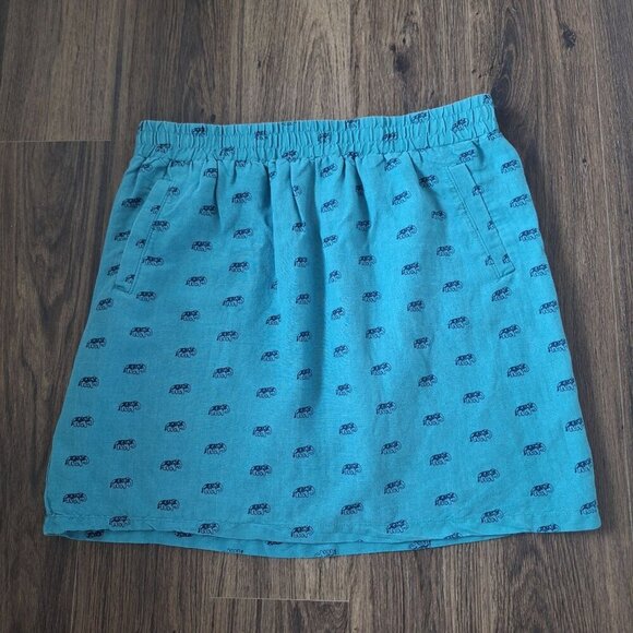 💙 Loft Outlet Elephant Print Linen Blend Pockets Elastic Waist Lined Skirt Siz - Picture 2 of 10